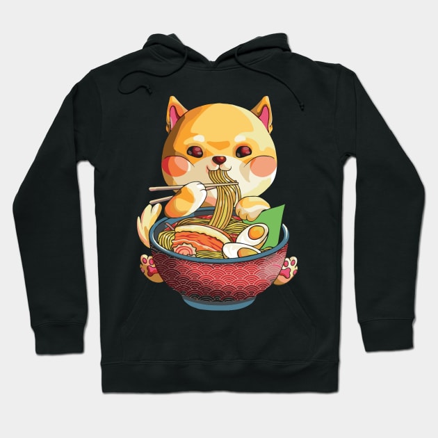 Kawaii Shiba Inu Noodles Cute Anime Dog Ramen Otaku Weeaboo Hoodie by ScrewpierDesign